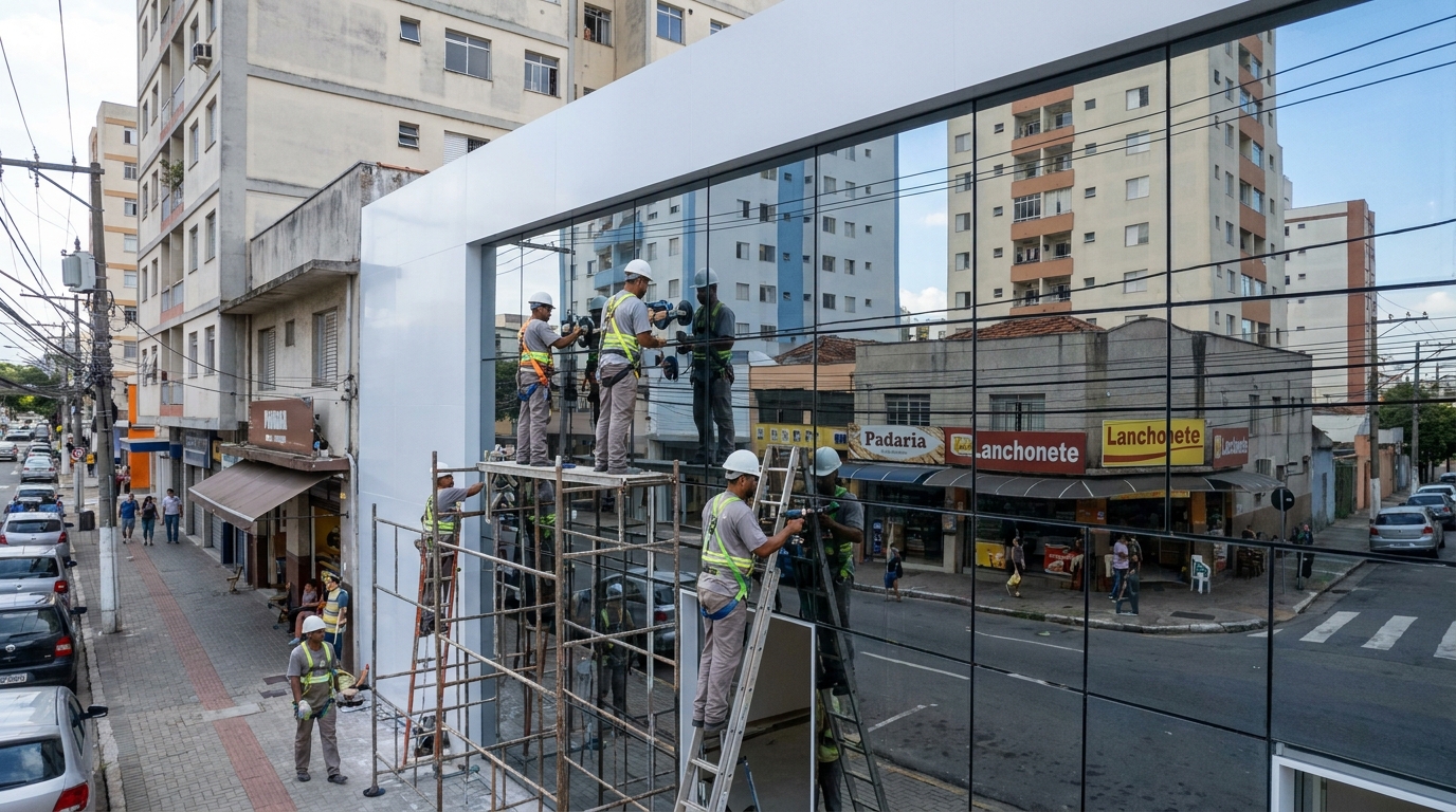 Fachada espelhada em esquina em João Pessoa-PB